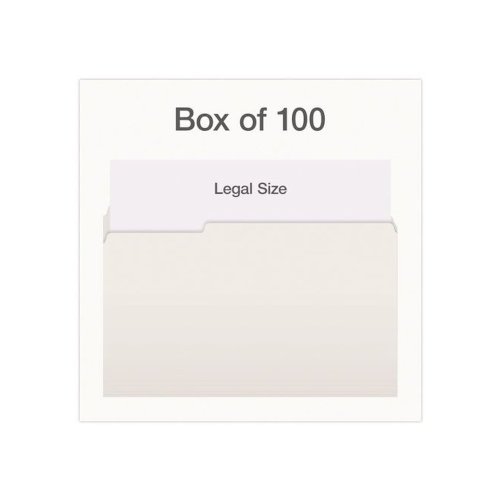 Double-Ply Reinforced Top Tab Colored File Folders, 1/3-Cut Tabs: Assorted, Legal, 0.75" Expansion, White, 100/Box. Picture 2