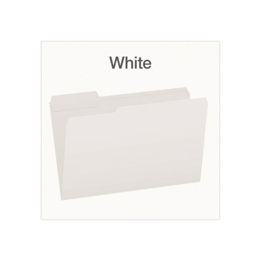 Double-Ply Reinforced Top Tab Colored File Folders, 1/3-Cut Tabs: Assorted, Legal, 0.75" Expansion, White, 100/Box. Picture 3