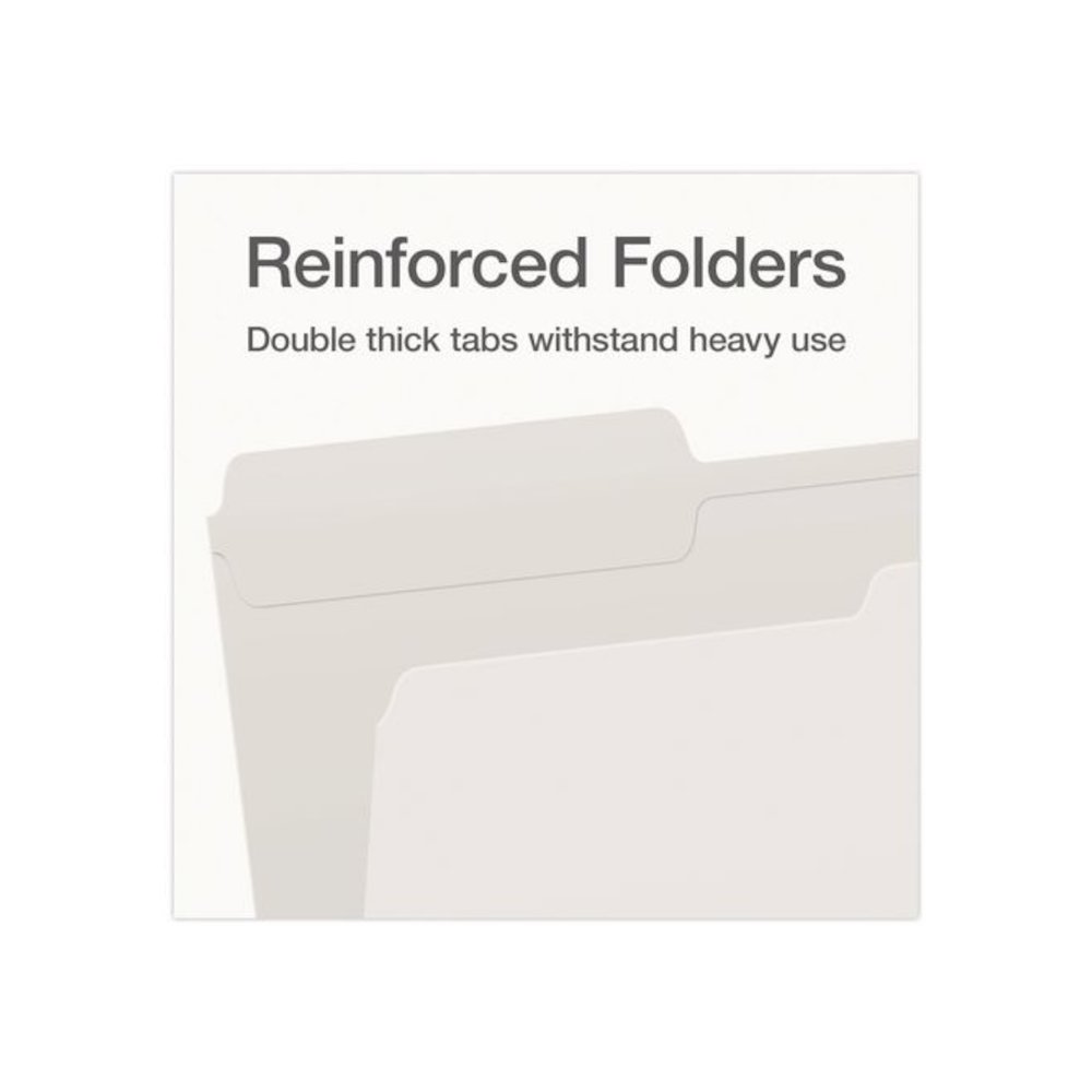 Double-Ply Reinforced Top Tab Colored File Folders, 1/3-Cut Tabs: Assorted, Legal, 0.75" Expansion, White, 100/Box. Picture 5
