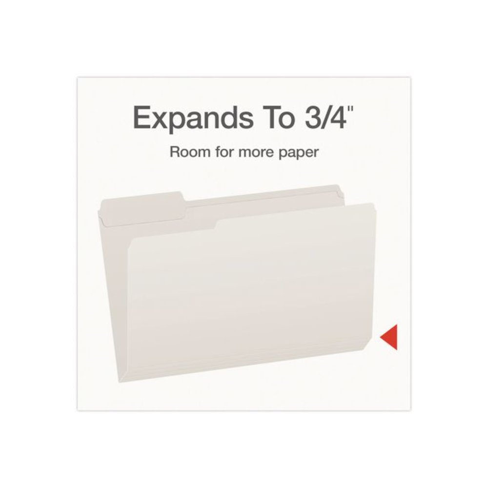 Double-Ply Reinforced Top Tab Colored File Folders, 1/3-Cut Tabs: Assorted, Legal, 0.75" Expansion, White, 100/Box. Picture 6