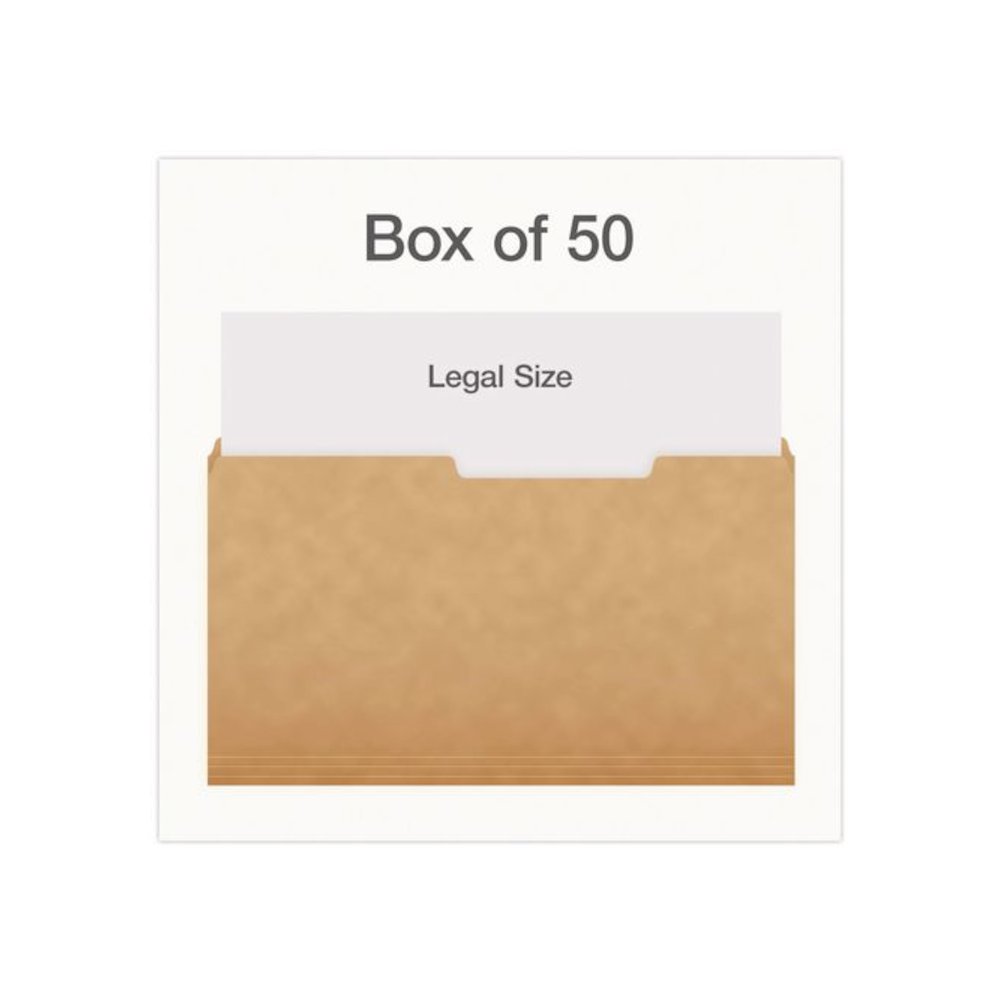 Kraft File Folders, 2/5-Cut Tabs: Right of Center, Legal Size, 0.75" Expansion, Kraft, 50/Box. Picture 2
