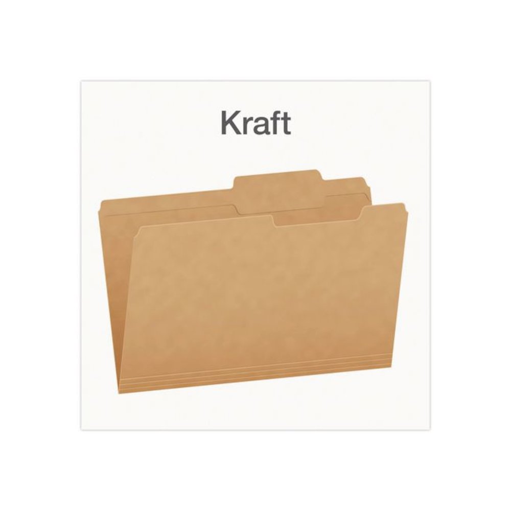 Kraft File Folders, 2/5-Cut Tabs: Right of Center, Legal Size, 0.75" Expansion, Kraft, 50/Box. Picture 3