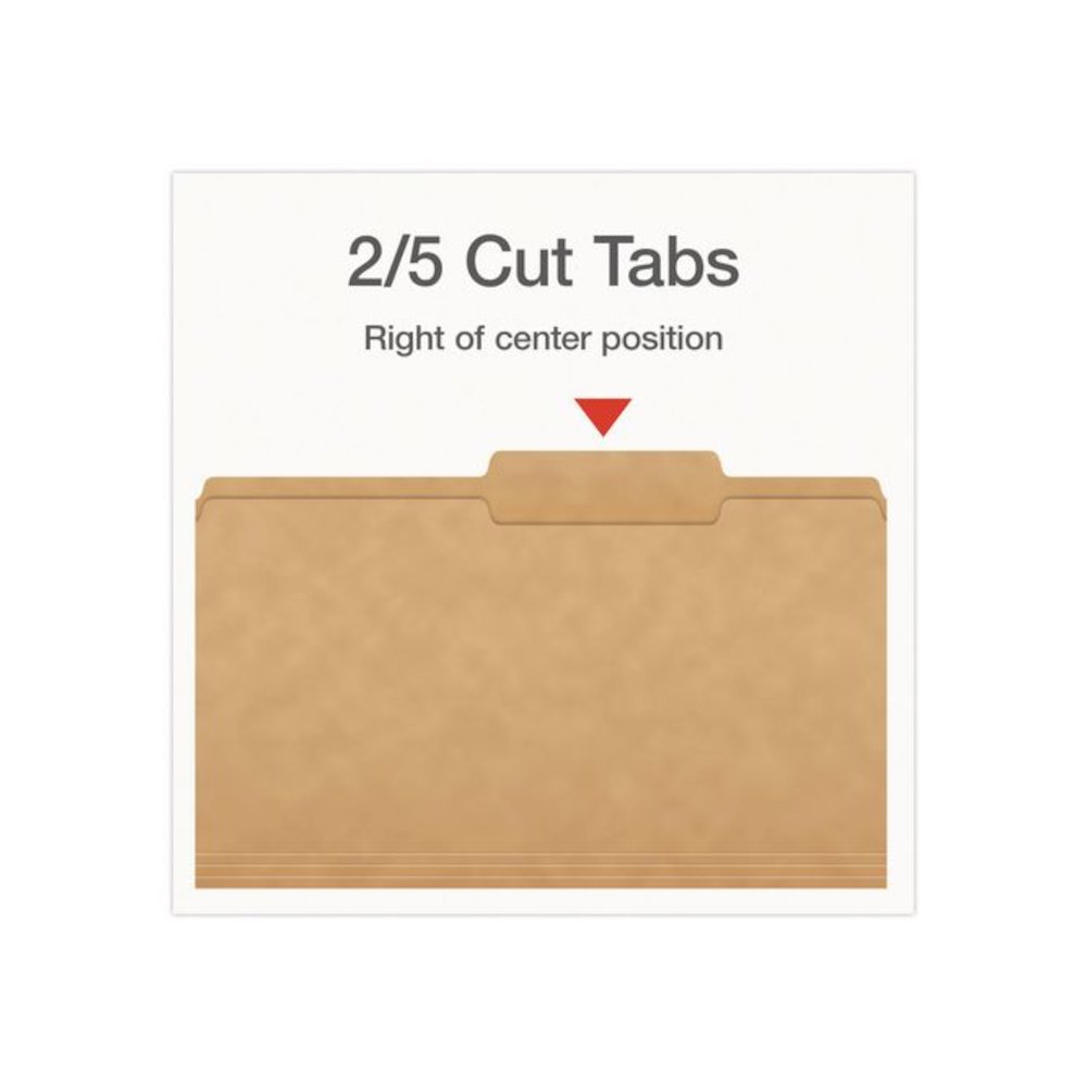 Kraft File Folders, 2/5-Cut Tabs: Right of Center, Legal Size, 0.75" Expansion, Kraft, 50/Box. Picture 4