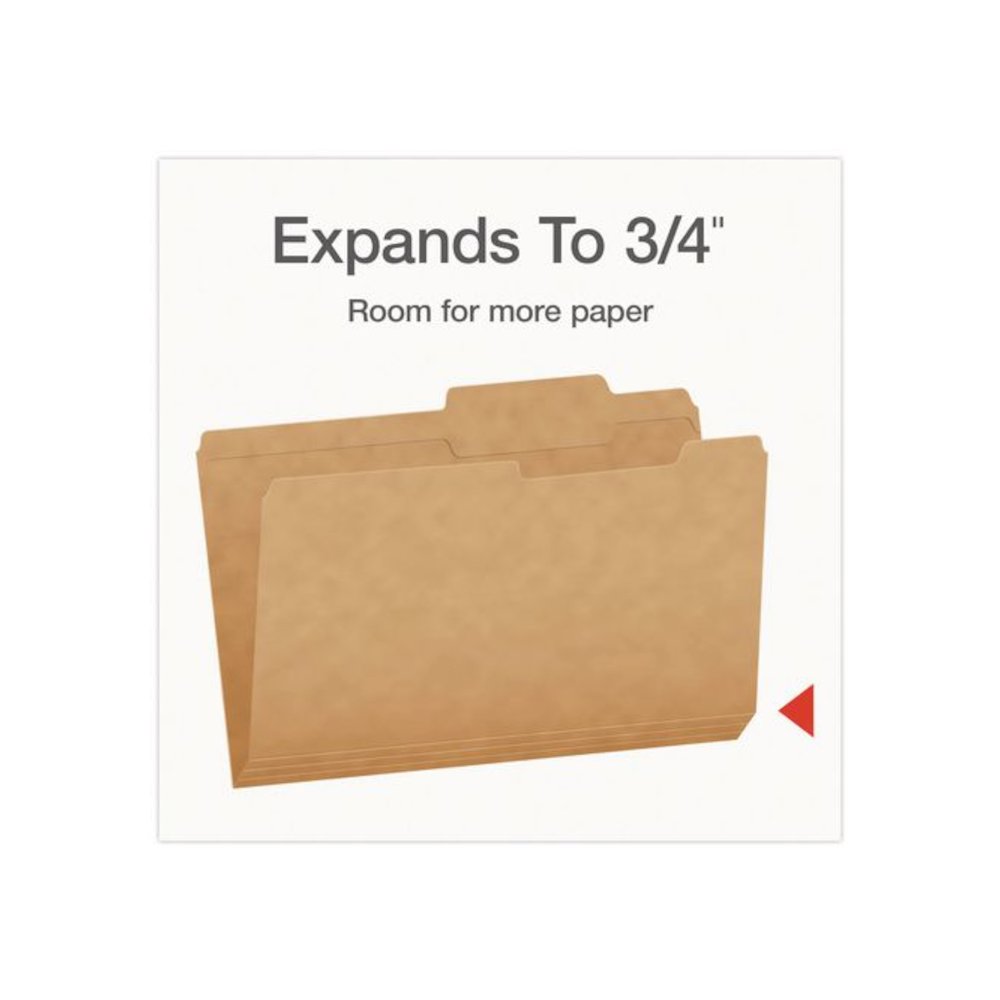 Kraft File Folders, 2/5-Cut Tabs: Right of Center, Legal Size, 0.75" Expansion, Kraft, 50/Box. Picture 6