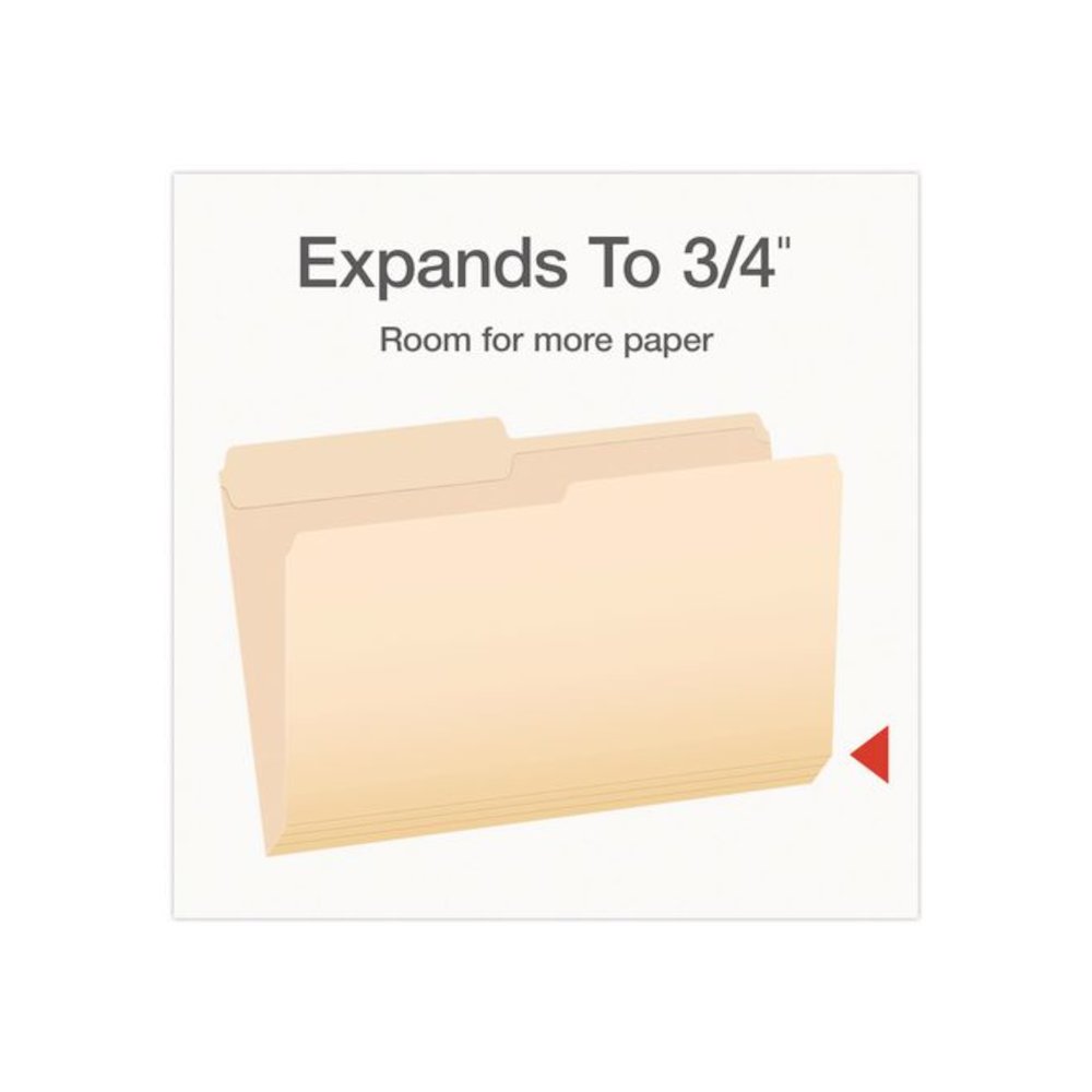 Manila File Folders, 1/2-Cut Tabs: Assorted, Legal Size, 0.75" Expansion, Manila, 100/Box. Picture 6