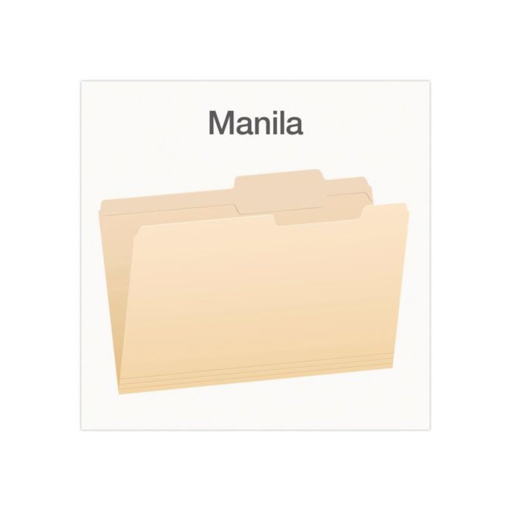 Manila File Folders, 2/5-Cut Tabs: Right, Legal Size, 0.75" Expansion, Manila, 100/Box. Picture 3