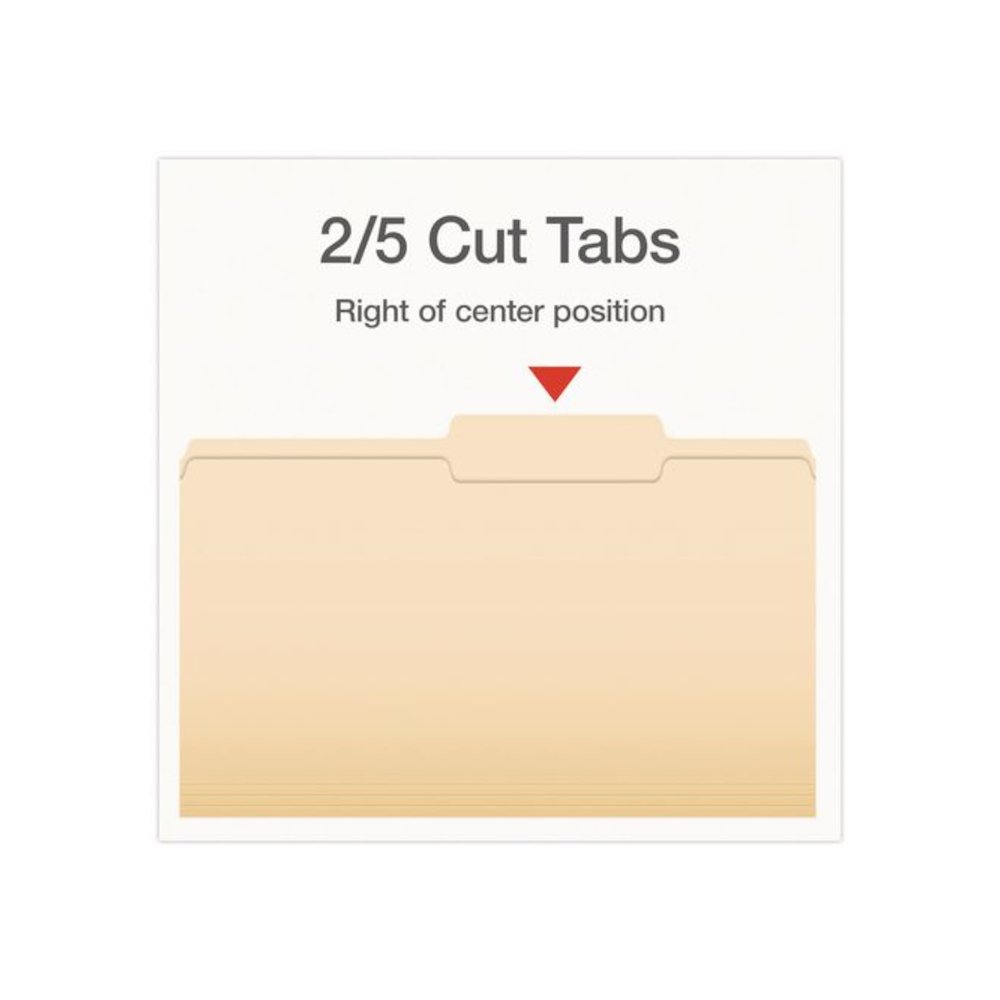 Manila File Folders, 2/5-Cut Tabs: Right, Legal Size, 0.75" Expansion, Manila, 100/Box. Picture 4