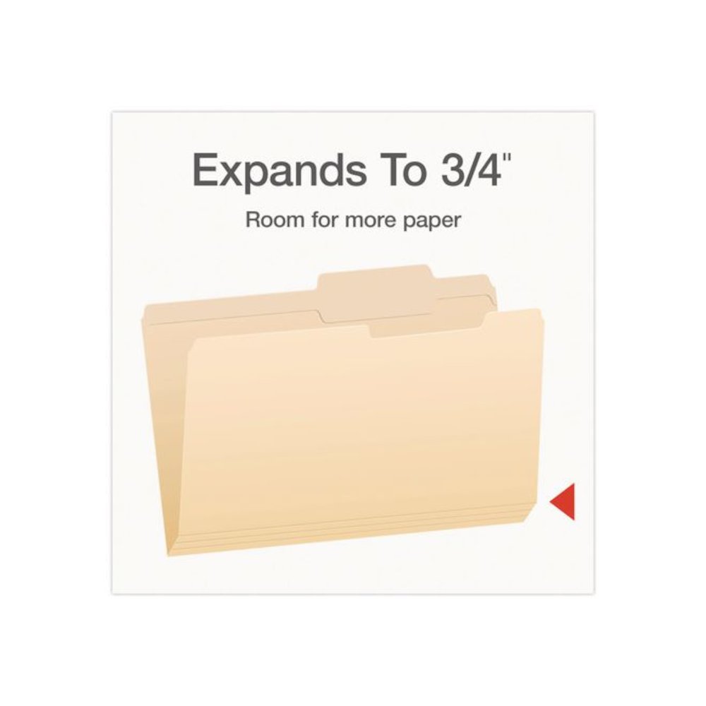 Manila File Folders, 2/5-Cut Tabs: Right, Legal Size, 0.75" Expansion, Manila, 100/Box. Picture 6