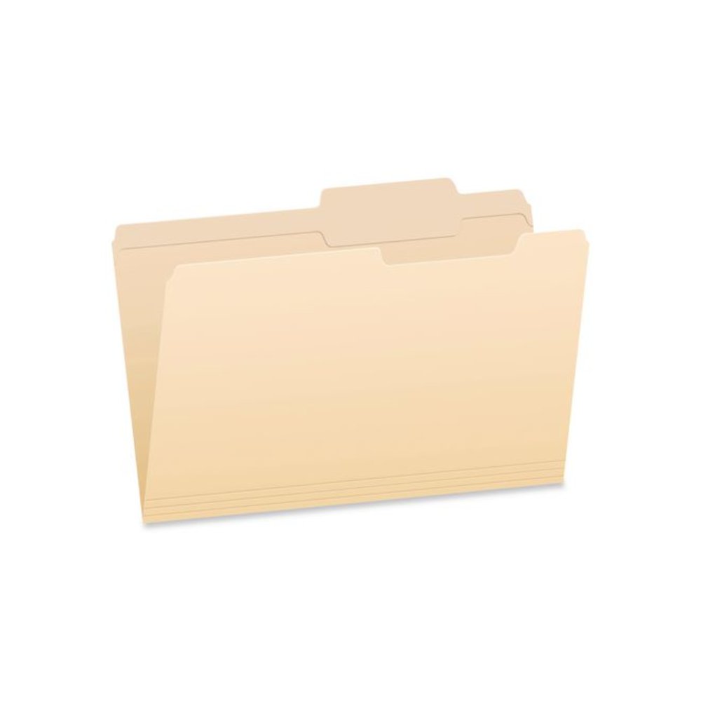 Manila File Folders, 2/5-Cut Tabs: Right, Legal Size, 0.75" Expansion, Manila, 100/Box. Picture 1