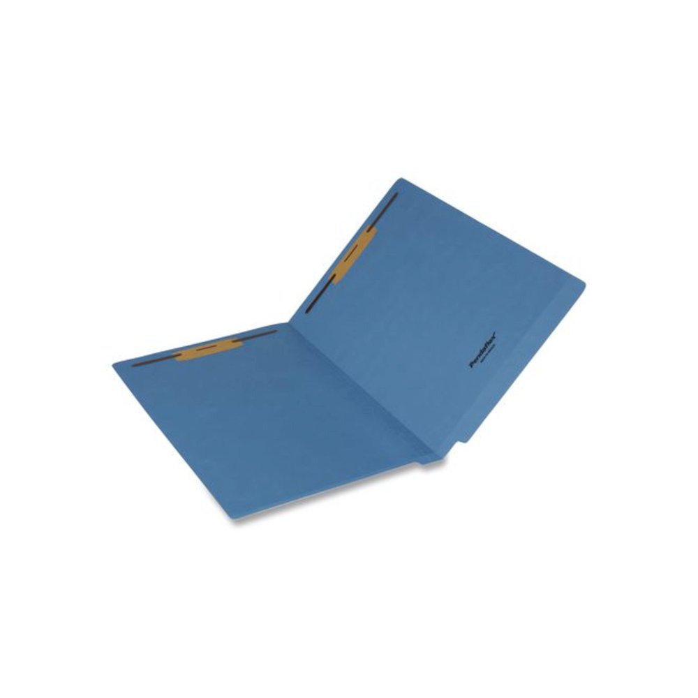 Colored Reinforced End Tab Fastener Folders, Straight Tab, Expands 0.75", 2 Fasteners, Legal Size, Blue, 50/Box. Picture 1
