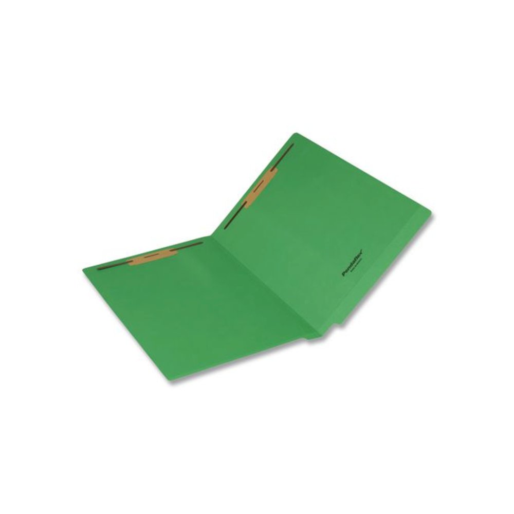 Colored Reinforced End Tab Fastener Folders, Straight Tab, Expands 0.75", 2 Fasteners, Legal Size, Green, 50/Box. Picture 1