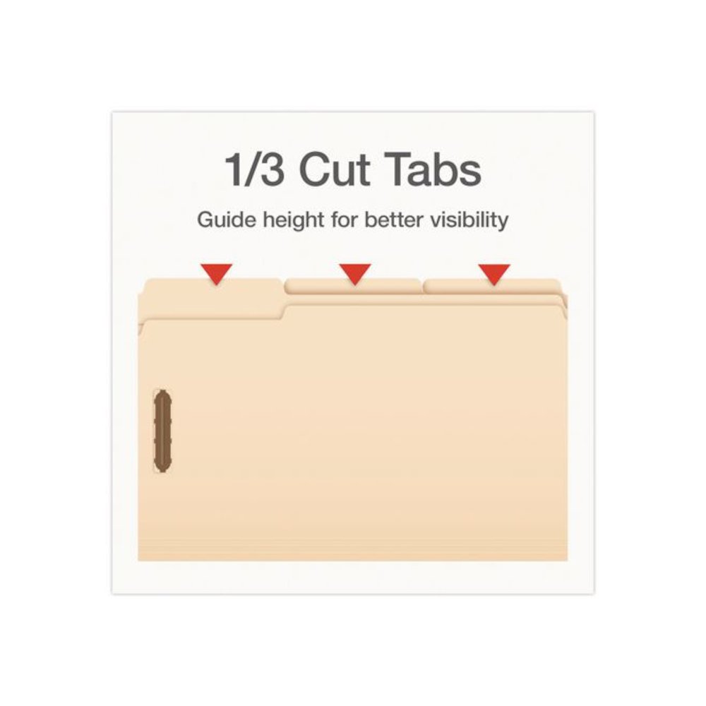 Manila Fastener Folders, 1/3-Cut Tab: Assorted, Expands 0.75", 2 Fasteners, Legal Size, 50/Box. Picture 4