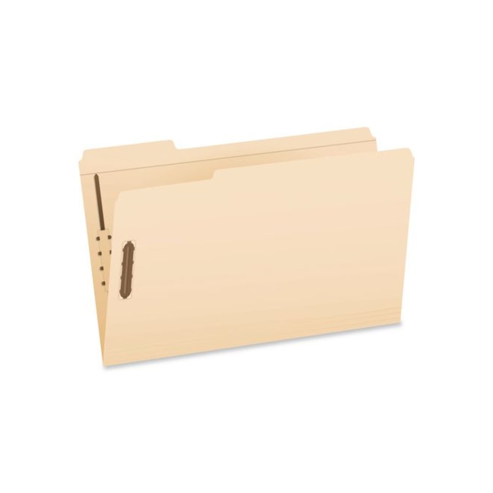 Manila Fastener Folders, 1/3-Cut Tab: Assorted, Expands 0.75", 2 Fasteners, Legal Size, 50/Box. Picture 1