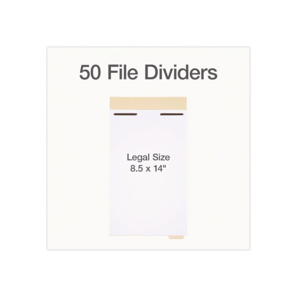 File Divider Set, End Tab: 1/5-Cut, 1 Fastener, Legal Size, Manila, 50/Pack. Picture 2