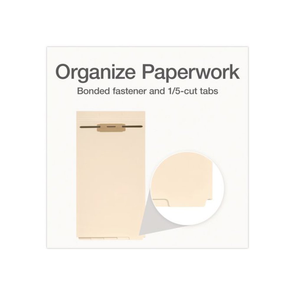 File Divider Set, End Tab: 1/5-Cut, 1 Fastener, Legal Size, Manila, 50/Pack. Picture 3