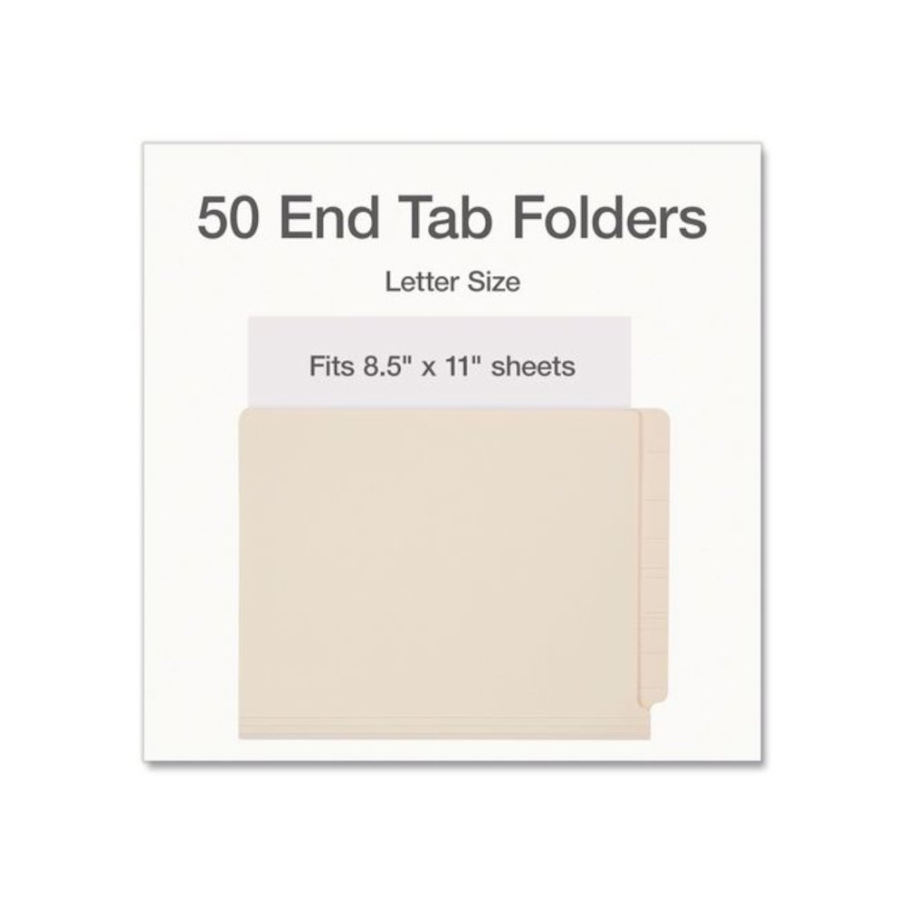 Manila End Tab Folders, Straight Tabs, Letter Size, 0.75" Expansion, Manila, 50/Box. Picture 2