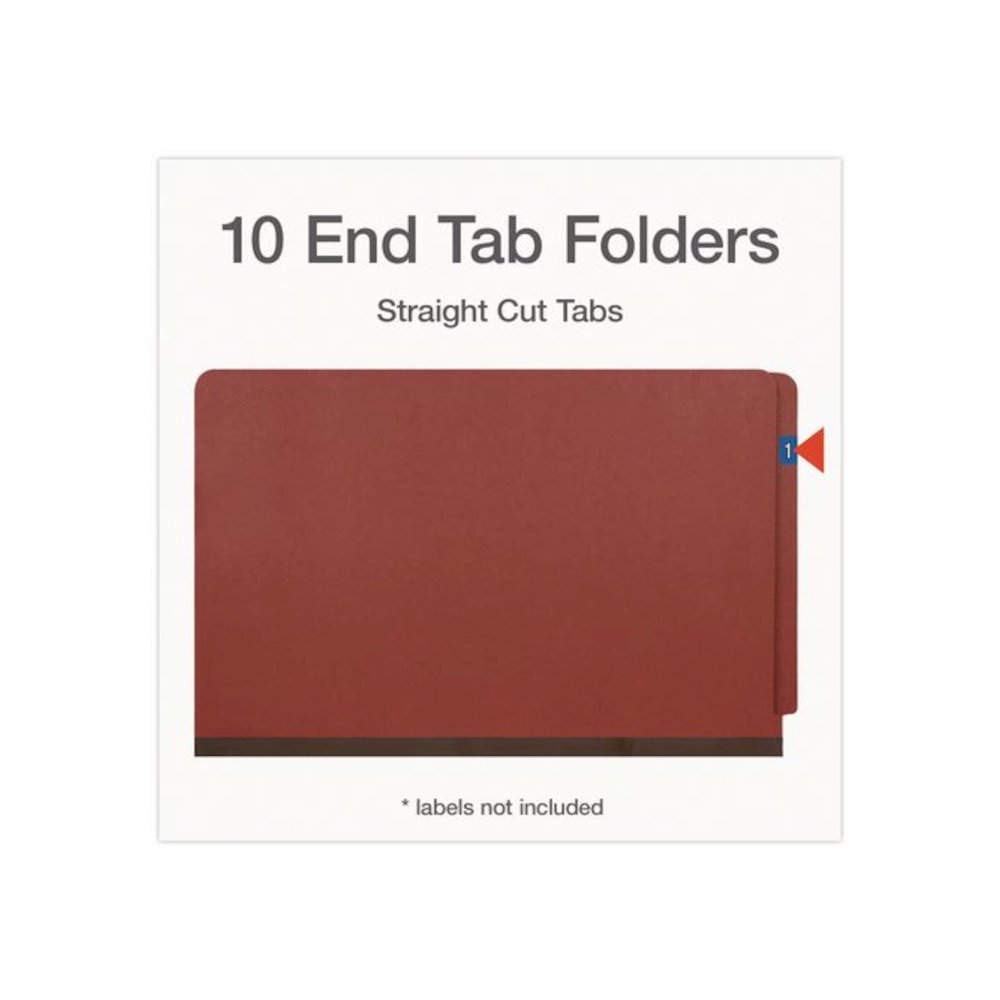 Heavy-Duty Pressboard End Tab Classification Folders, Expands 2", 2 Dividers, 6 Fasteners, Legal Size, Brown, 10/Box. Picture 2