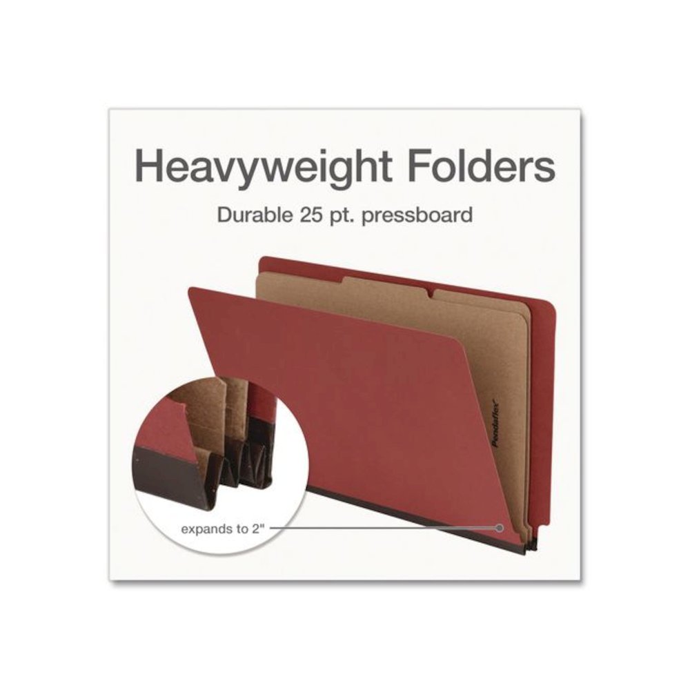 Heavy-Duty Pressboard End Tab Classification Folders, Expands 2", 2 Dividers, 6 Fasteners, Legal Size, Brown, 10/Box. Picture 4