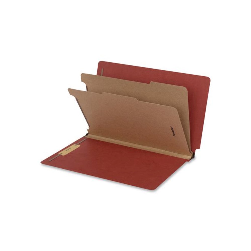 Heavy-Duty Pressboard End Tab Classification Folders, Expands 2", 2 Dividers, 6 Fasteners, Legal Size, Brown, 10/Box. Picture 1