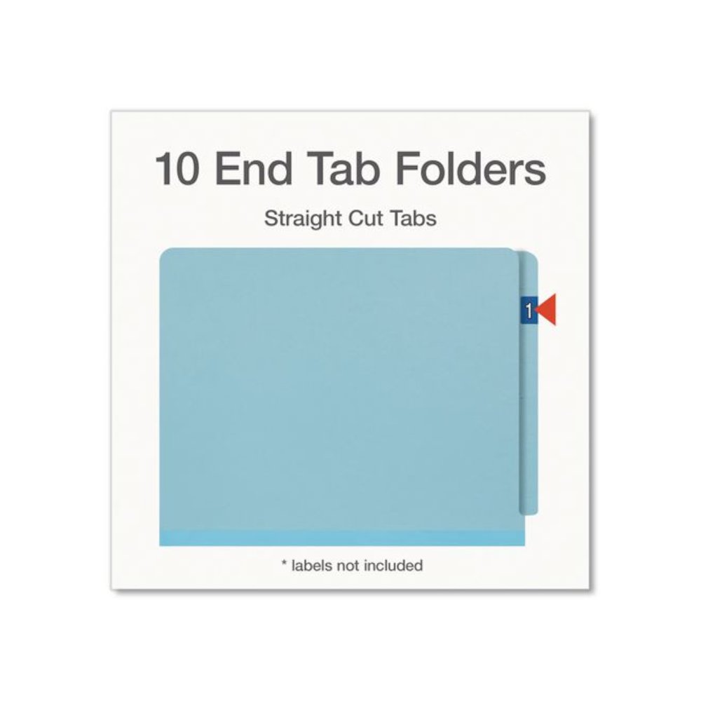Heavy-Duty Pressboard End Tab Classification Folders, Expands 2", 2 Dividers, 6 Fasteners, Letter Size, Light Blue, 10/Box. Picture 2