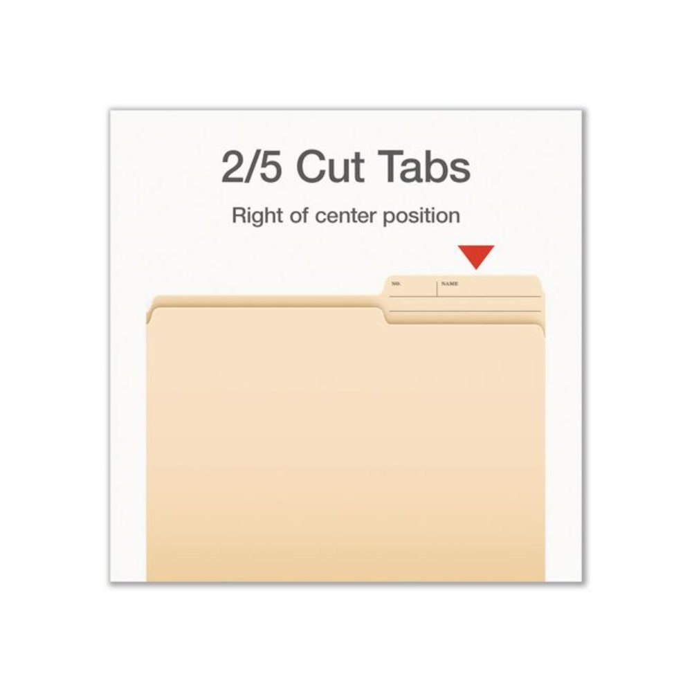 Manila File Folders, 2/5-Cut Tabs: Right, Letter Size, 0.75" Expansion, Manila, 100/Box. Picture 4