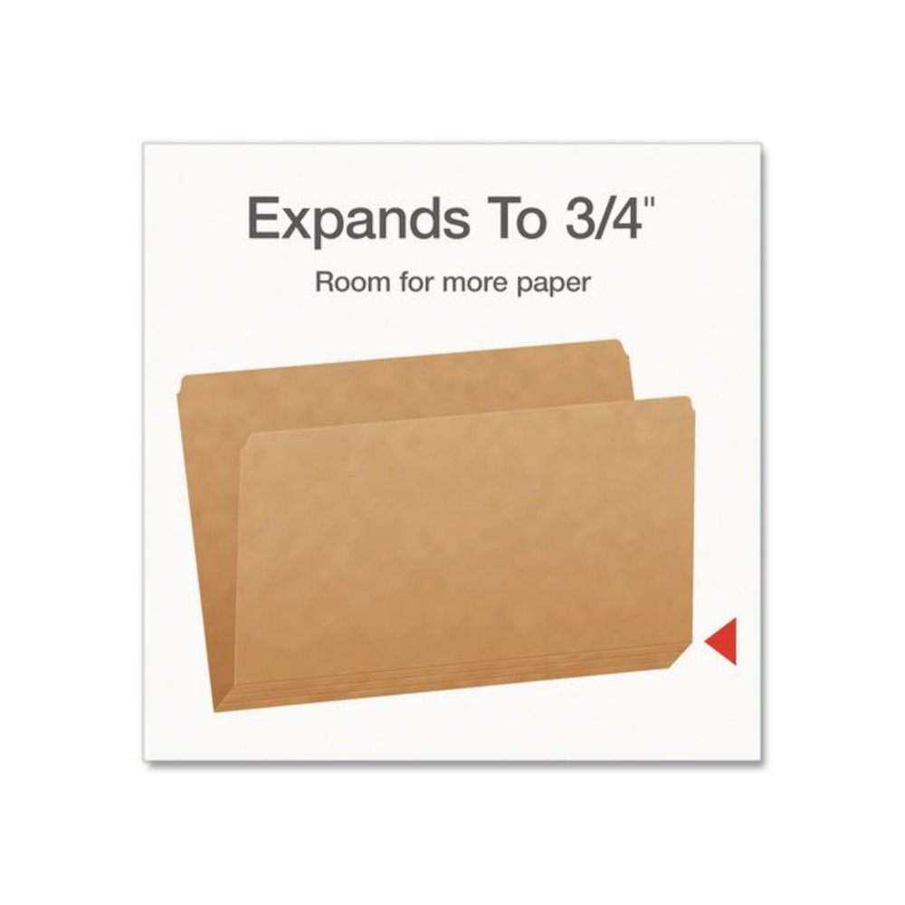 Kraft File Folders, Straight Tabs, Legal Size, 0.75" Expansion, Kraft, 100/Box. Picture 6