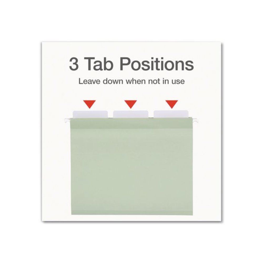 Ready-Tab Reinforced Hanging File Folders, Letter Size, 1/3-Cut Tabs, Sage Green, 20/Box. Picture 4