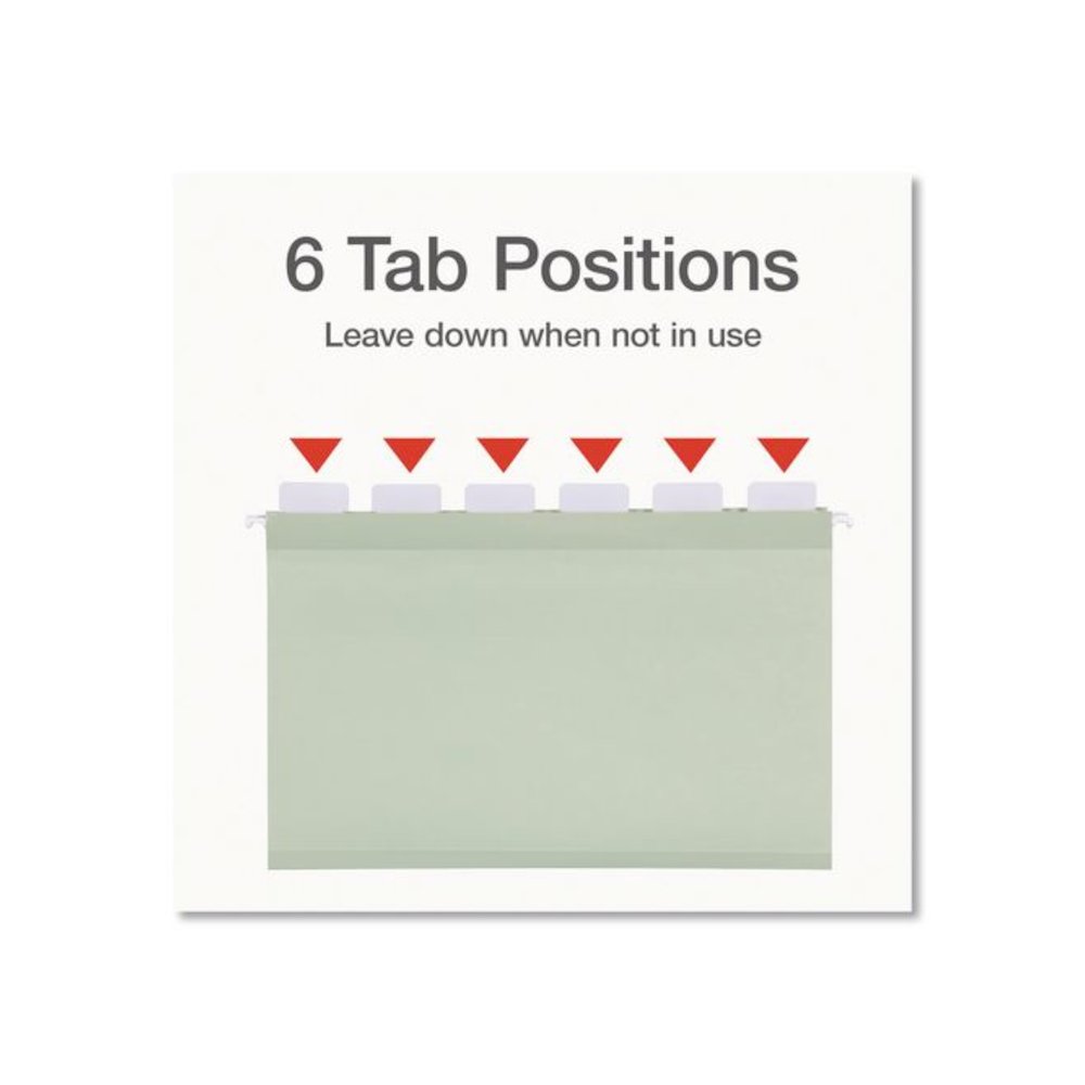 Ready-Tab Reinforced Hanging File Folders, Legal Size, 1/6-Cut Tabs, Sage Green, 20/Box. Picture 4