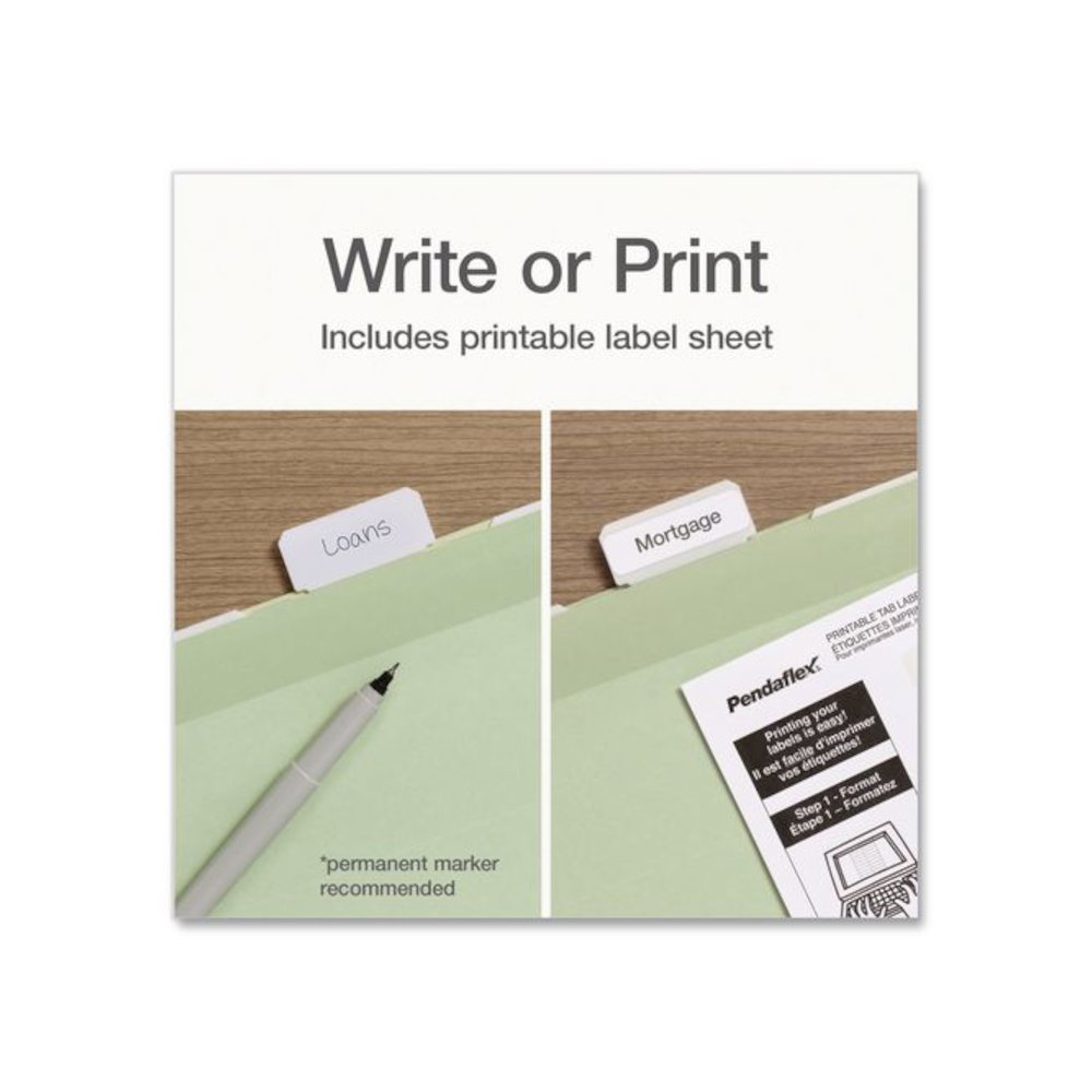 Ready-Tab Reinforced Hanging File Folders, Legal Size, 1/6-Cut Tabs, Sage Green, 20/Box. Picture 5