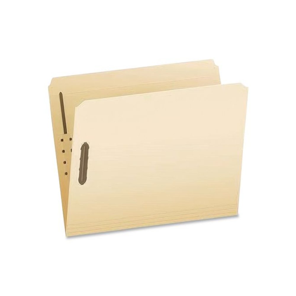 Manila Fastener Folders, Straight Tab, Expands 2", 2 Fasteners, Letter Size, Manila, 50/Box. Picture 1