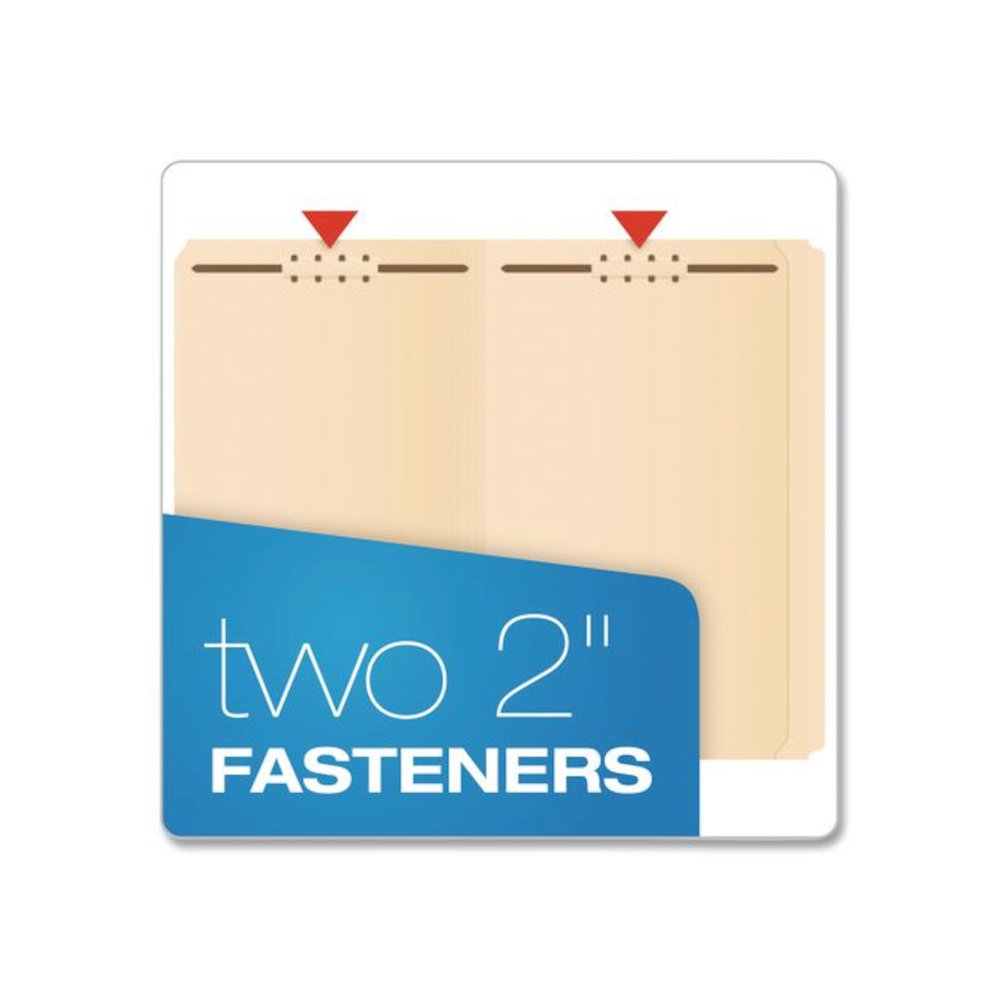 Manila Fastener Folders, Reinforced Straight Tab, 2 Fasteners, Legal Size, Manila, 50/Box. Picture 2