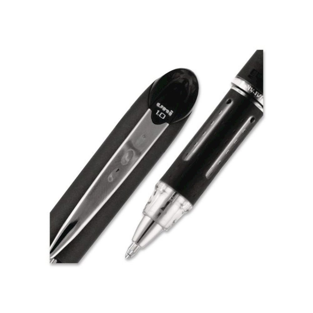 Jetstream Form-Fitting Comfort Grip Hybrid Gel Pen, Stick, Medium 1 mm, Black Ink, Black/Silver Barrel, Dozen. Picture 2