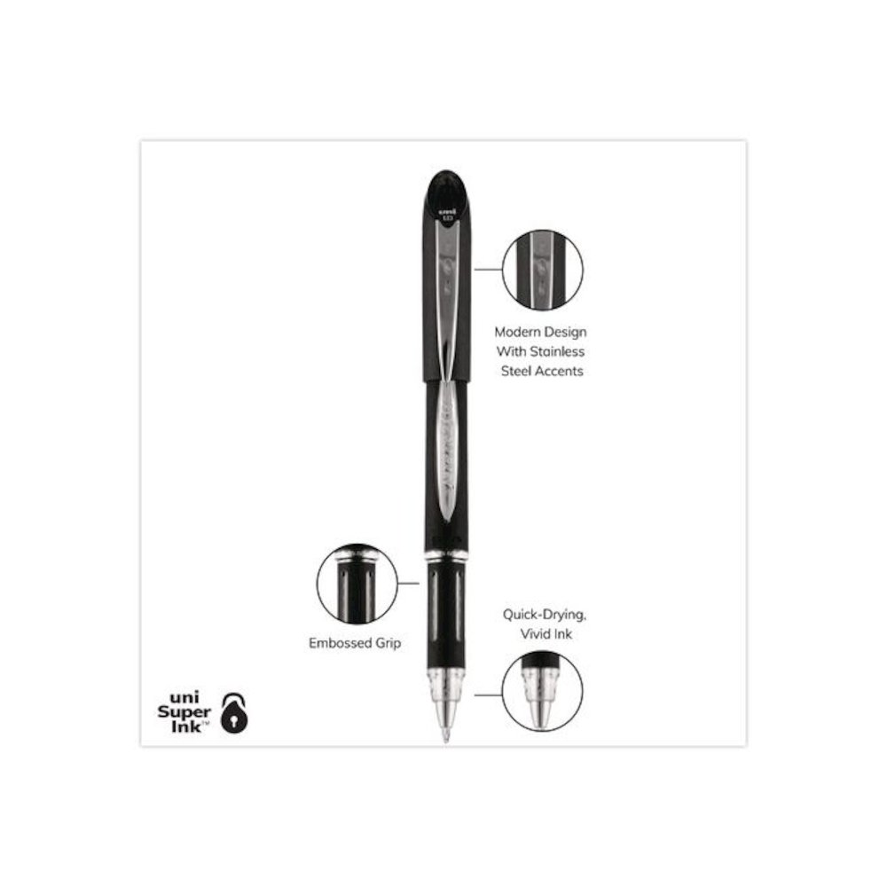 Jetstream Form-Fitting Comfort Grip Hybrid Gel Pen, Stick, Medium 1 mm, Black Ink, Black/Silver Barrel, Dozen. Picture 3