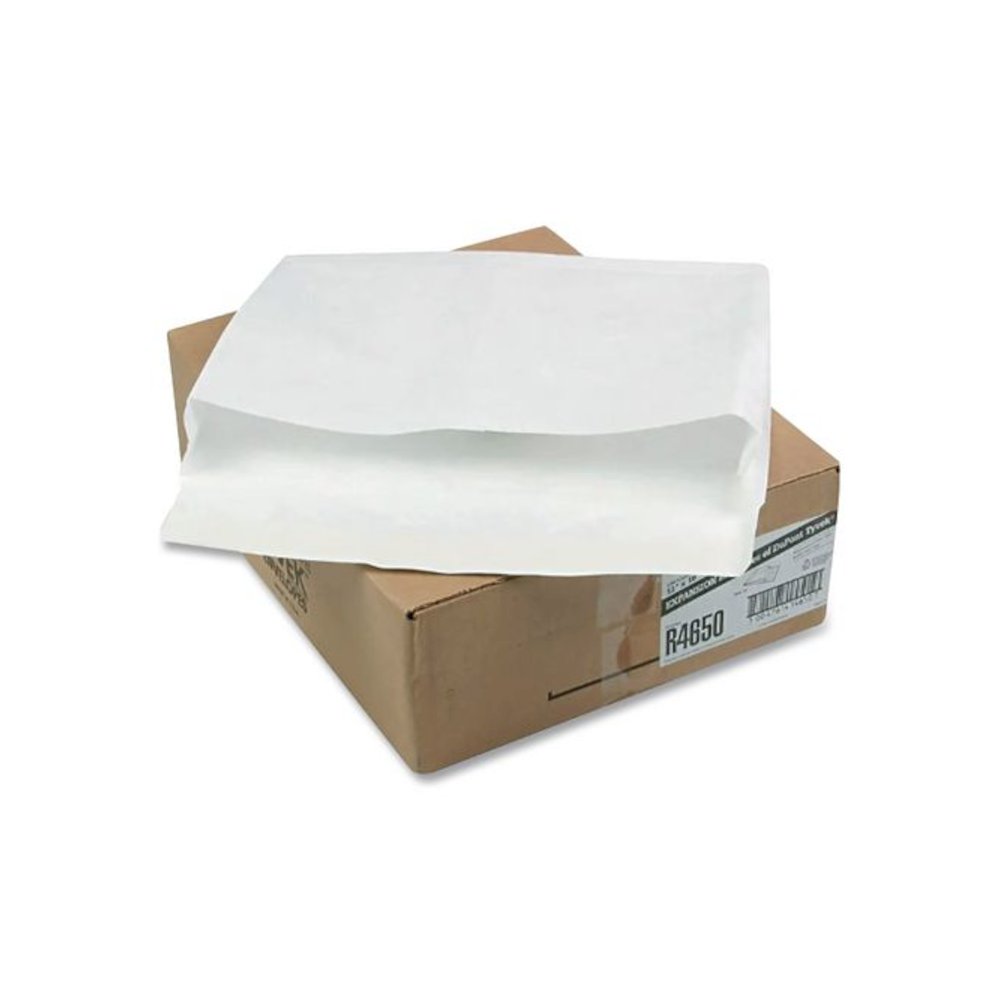 Lightweight 14 lb Tyvek Open End Expansion Mailers, #15 1/2, Square Flap, Redi-Strip Adhesive Closure, 12 x 16, White, 100/CT. Picture 2