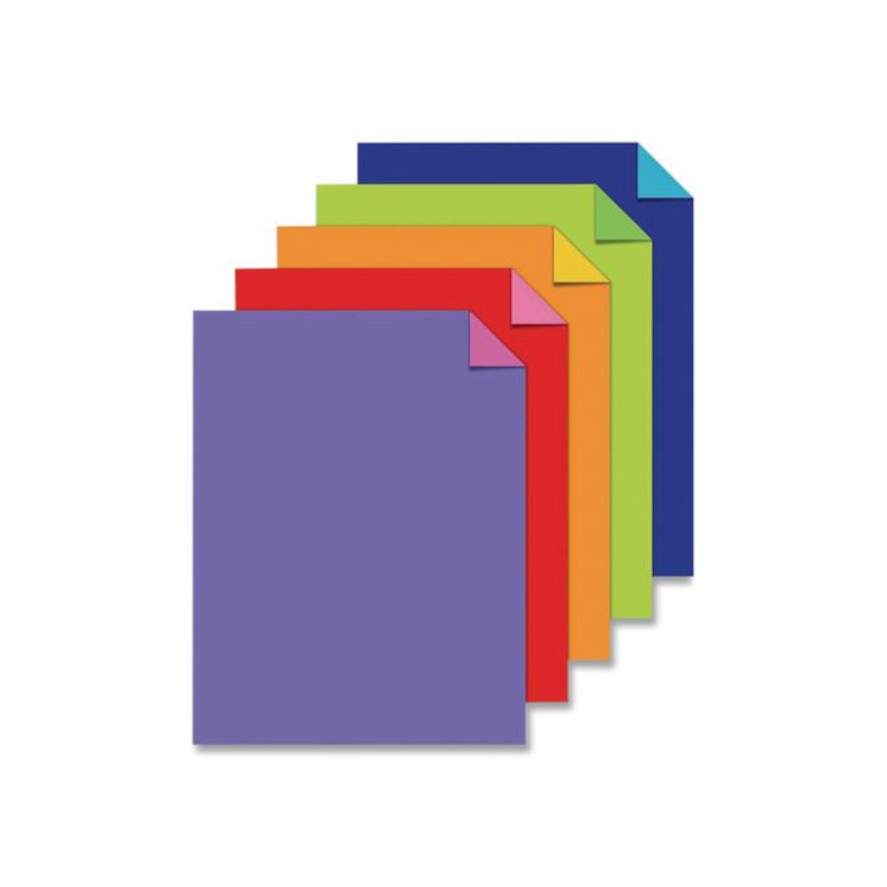 Double-Color Card Stock, 70 lb Cover Weight, 8.5 x 11, Assorted Bright Colors, 80/Pack. Picture 1