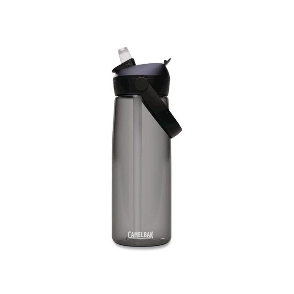 Thrive FlipStraw Plastic Water Bottle, 25 oz, Charcoal. Picture 1