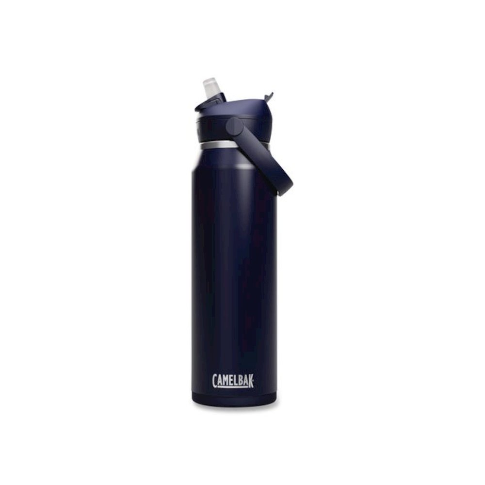 Thrive FlipStraw Stainless Steel Vacuum Insulated Water Bottle, 32 oz, Navy. Picture 1