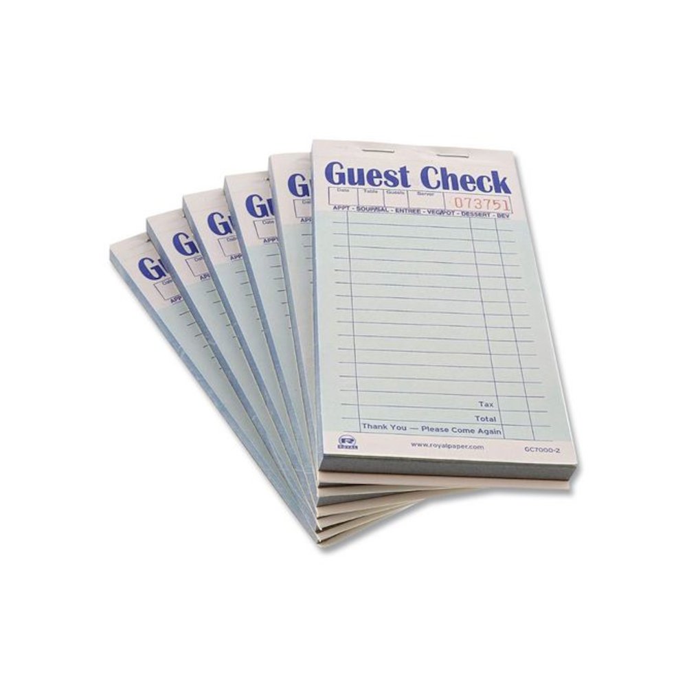 Guest Check Pad, 17 Lines, Two-Part Carbon, 3.5 x 6.7, 50 Forms/Pad, 50 Pads/Carton. Picture 2