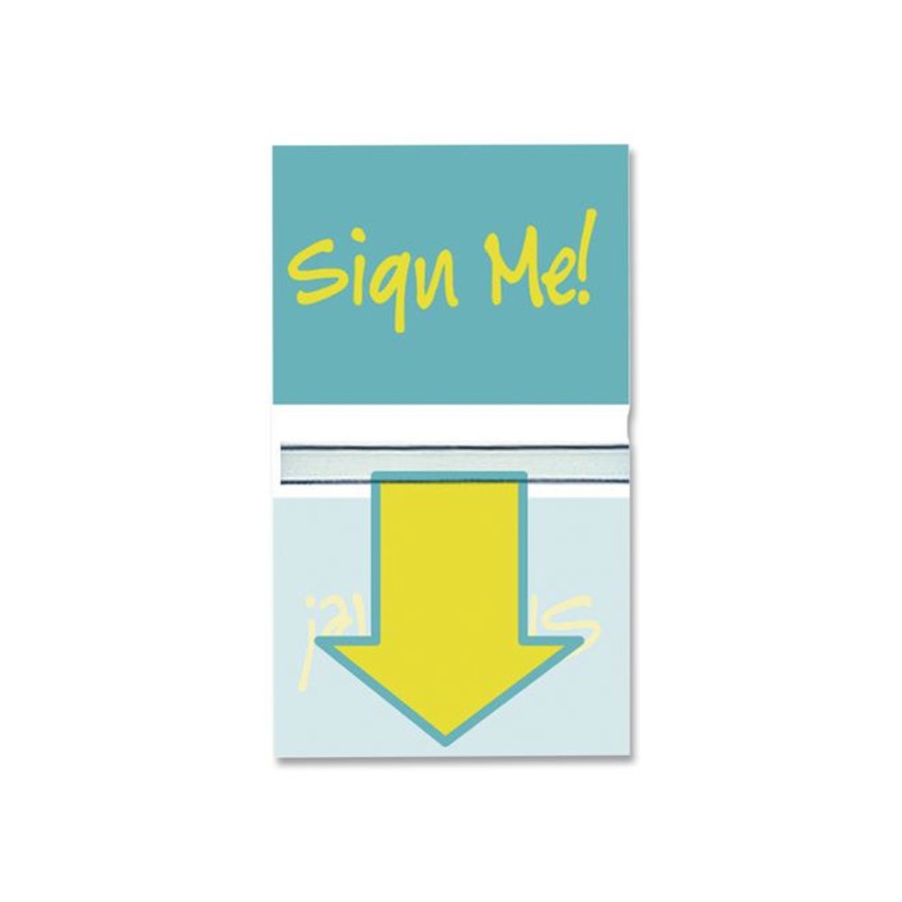 Pop-Up Fab Page Flags w/Dispenser, "Sign Me!", Red/Orange, Teal/Yellow, 100/Pack. Picture 3