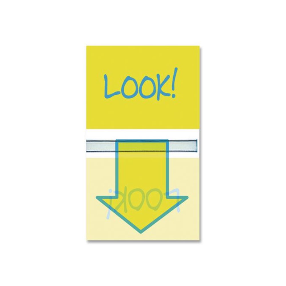 Pop-Up Fab Page Flags w/Dispenser, "Look!", Purple/Yellow; Yellow/Teal, 100/Pack. Picture 2
