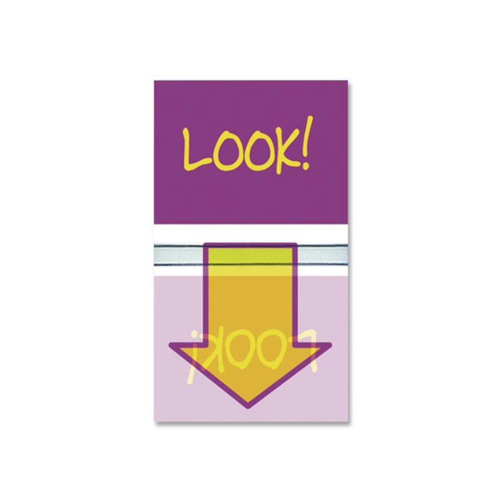 Pop-Up Fab Page Flags w/Dispenser, "Look!", Purple/Yellow; Yellow/Teal, 100/Pack. Picture 3