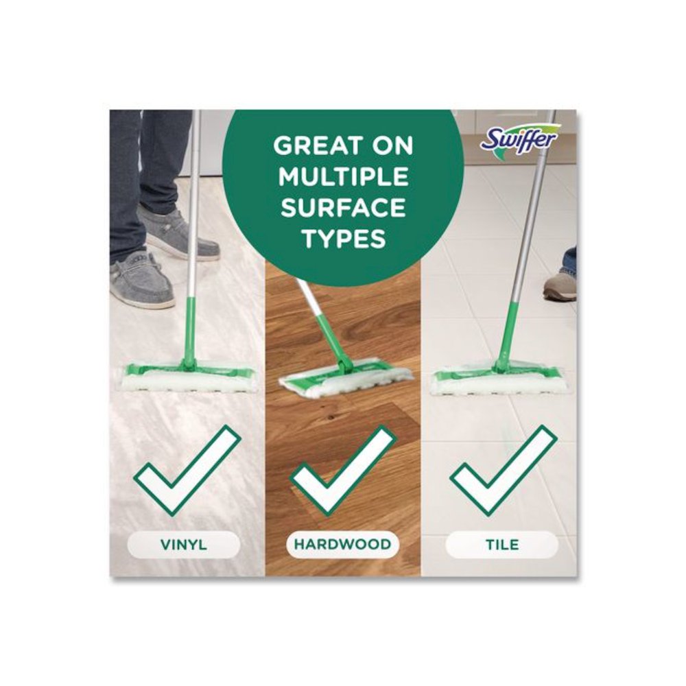 Sweep and Mop 2-in-1 Dry + Wet Floor Mopping and Sweeping Kit, 12.4 x 2.95 Mop Head, Silver Plastic Handle. Picture 6