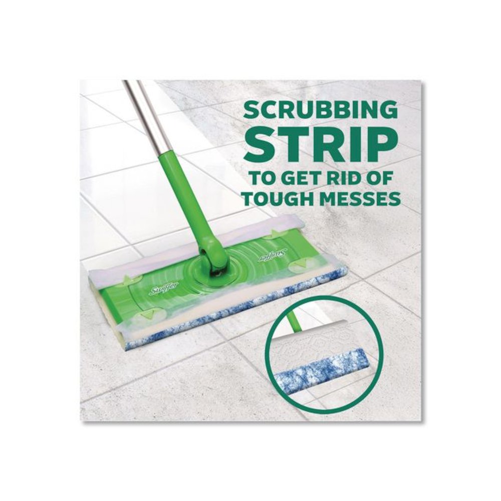 Sweep and Mop 2-in-1 Dry + Wet Floor Mopping and Sweeping Kit, 12.4 x 2.95 Mop Head, Silver Plastic Handle. Picture 9