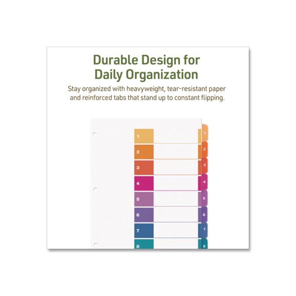 Customizable Table of Contents Ready Index Dividers with Multicolor Tabs, 8-Tab, 1 to 8, 11 x 8.5, White, 3 Sets. Picture 7