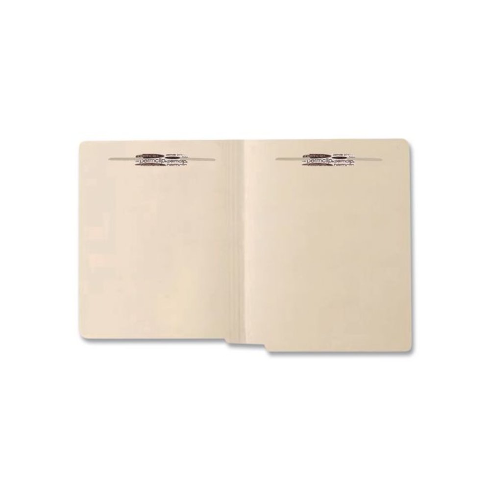 End Tab Fastener Folders with Embossed Labeling Lines, Straight Tab, Expands 0.75", 2 Fasteners, Letter Size, Manila, 50/Box. Picture 4