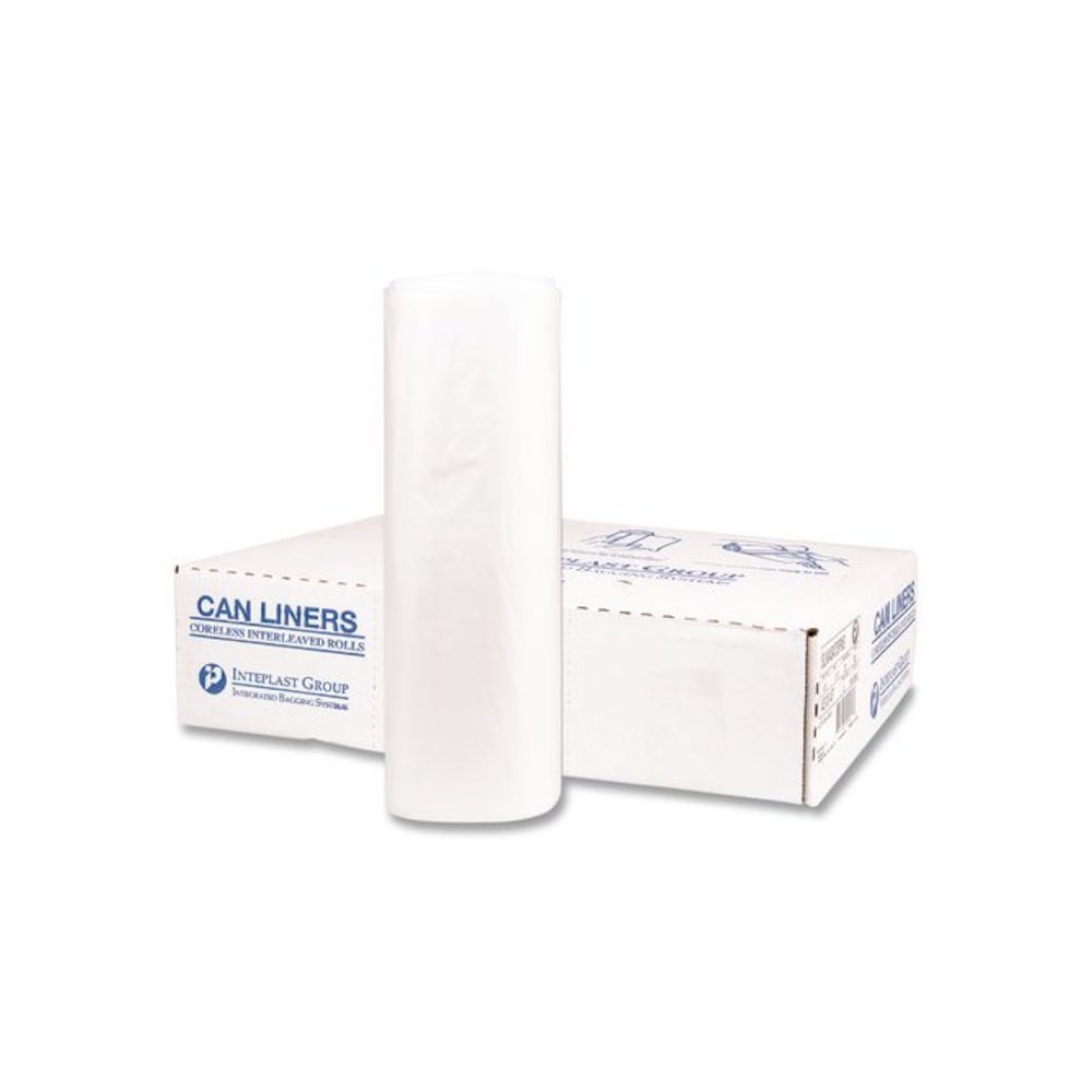 Institutional Low-Density Can Liners, 45 gal, 1.15 mil, 40" x 46", Natural, Interleaved Roll, 20 Bags/Roll, 5 Rolls/Carton. Picture 1