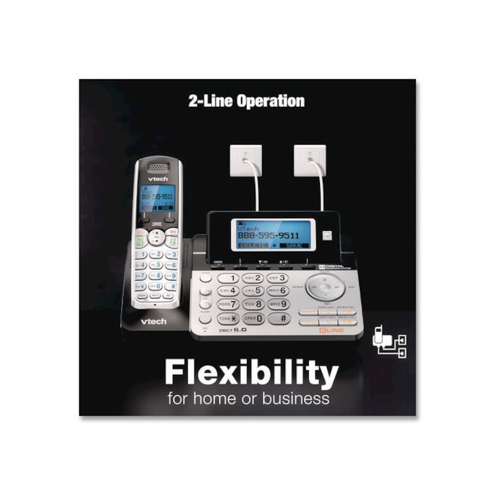 DS6151-2 Two-Handset Two-Line Cordless Phone with Answering System, Black/Silver. Picture 4