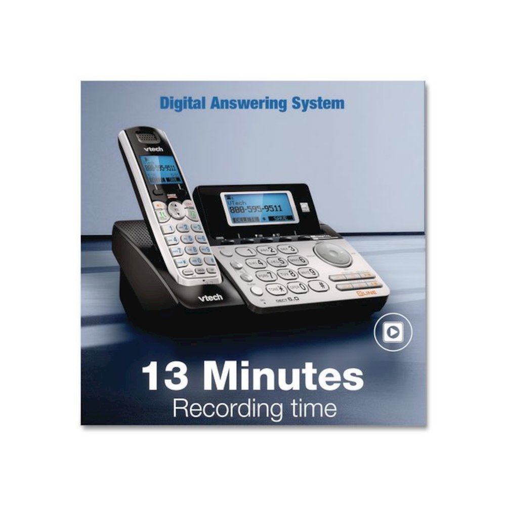 DS6151-2 Two-Handset Two-Line Cordless Phone with Answering System, Black/Silver. Picture 5