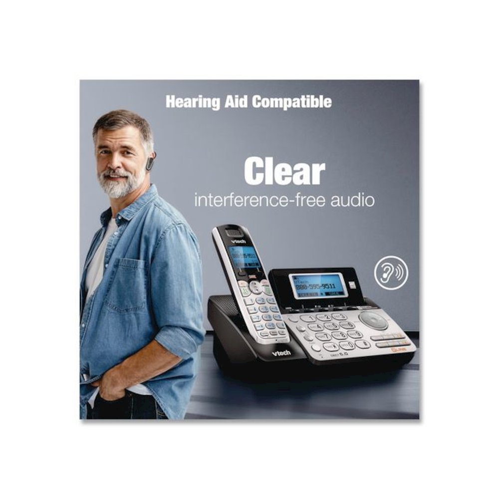 DS6151-2 Two-Handset Two-Line Cordless Phone with Answering System, Black/Silver. Picture 6