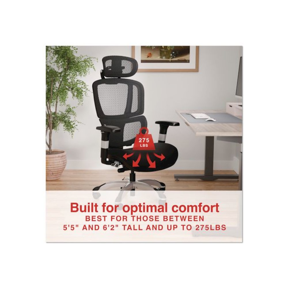 Minverva Pro Multifunction Chair, Supports Up to 275 lb, 17.7" to 21.4" Seat Height, Black Seat, Black Back, Black Base. Picture 2